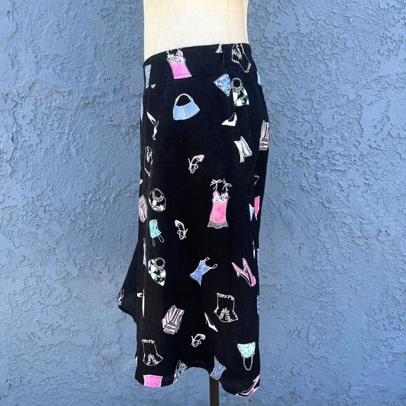 Vintage Liz Claiborne Linen Skirt Quirky fashion print size 8 y2k 90s - Picture 5 of 12